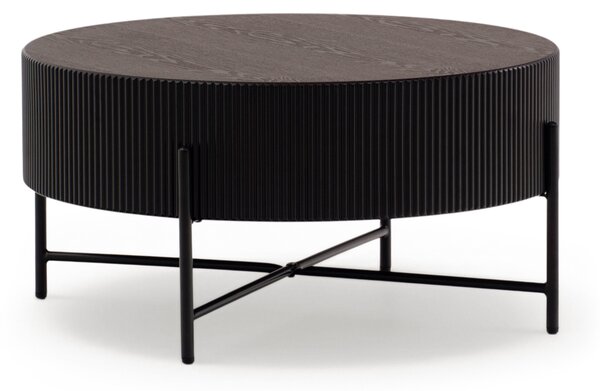 Stolik kawowy Corbi 80 cm do salonu - ciemny orzech / czarny mat
