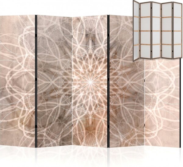 Parawan pokojowy 5-częściowy 225x172 Jednostronny dekoracyjny boho minimalistyczny Beżowy Mandala Z Betonu