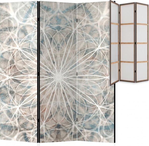 Parawan pokojowy 3-częściowy 135x172 Jednostronny dekoracyjny boho industrialny Szary Mandala Betonowa Rozeta