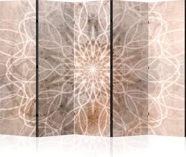 Parawan pokojowy 5-częściowy 225x172 Dwustronny dekoracyjny boho minimalistyczny Beżowy Mandala Z Betonu