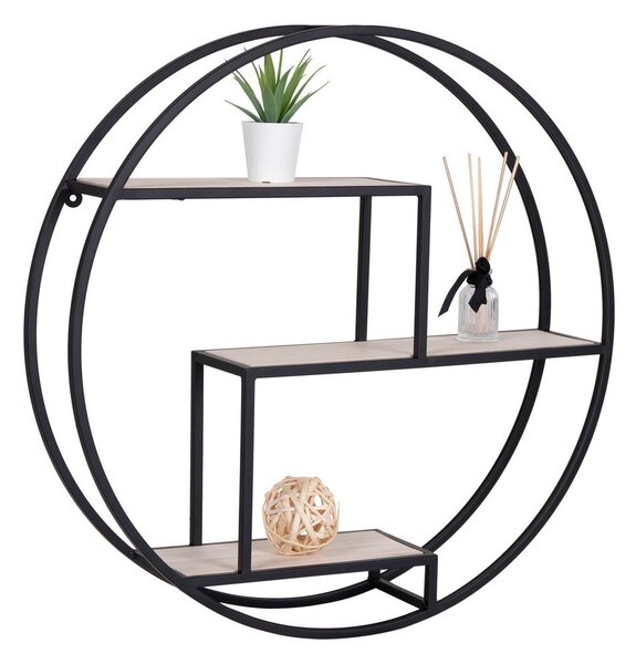 Czarno-naturalna wielopoziomowa półka z litego drewna paulowni 62 cm Rotterdam – House Nordic