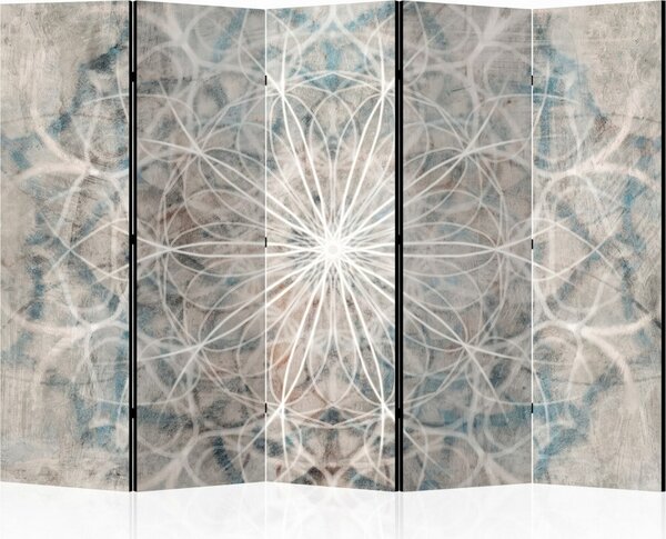 Parawan pokojowy 5-częściowy 225x172 Jednostronny dekoracyjny boho industrialny Szary Mandala Betonowa Rozeta