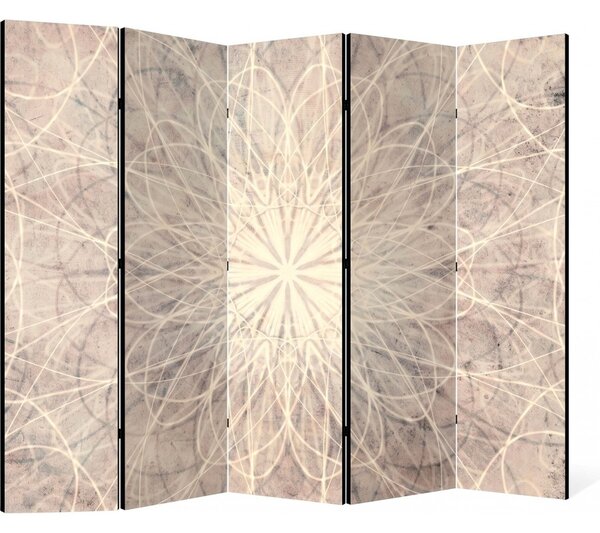Parawan pokojowy 5-częściowy 225x172 Dwustronny dekoracyjny boho minimalistyczny Beżowy Betonowa Mandala