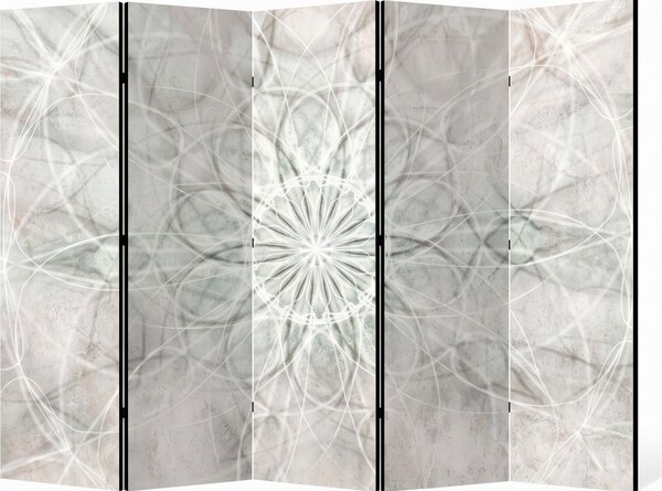 Parawan pokojowy 5-częściowy 225x172 Dwustronny dekoracyjny minimalistyczny zen Szary Szara Geometryczna Rozeta