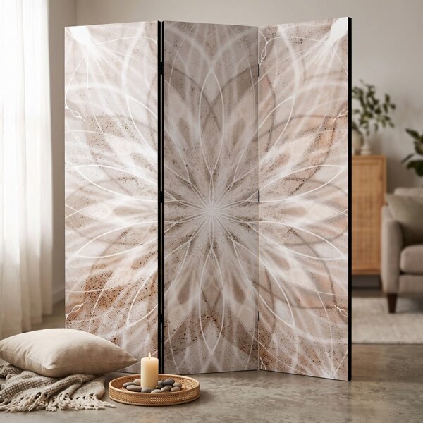 Parawan pokojowy 3-częściowy 135x172 Jednostronny dekoracyjny boho zen Beżowy Piaskowa Mandala