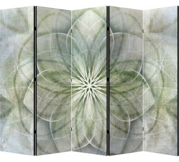 Parawan pokojowy 5-częściowy 225x172 Dwustronny dekoracyjny boho zen Szary Zielona Mandala Życia