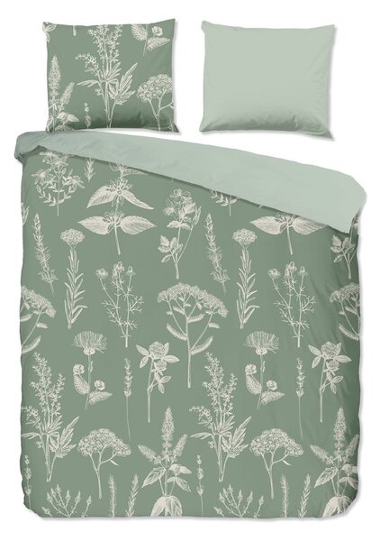 Zielona flanelowa pościel dwuosobowa 200x220 cm Herbs – Good Morning