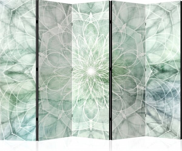Parawan pokojowy 5-częściowy 225x172 Dwustronny dekoracyjny boho zen Szary Kwiatowa Symetria Natury