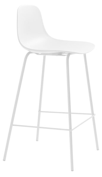 Biały plastikowy hoker (wysokość siedziska 67,5 cm) Whitby – Unique Furniture