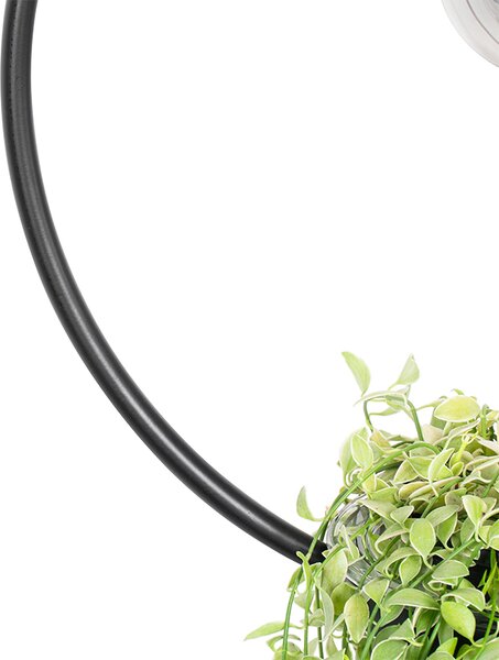 Nowoczesna lampa wisząca czarna ze szklaną okrągłą - Roslini