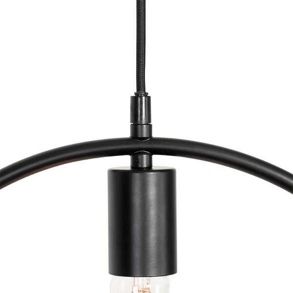 Nowoczesna lampa wisząca czarna ze szklaną okrągłą - Roslini