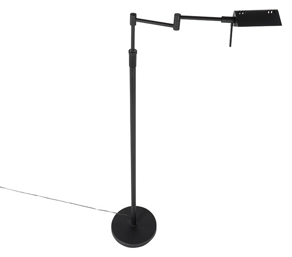 Designerska lampa podłogowa czarna, w tym LED ze ściemniaczem dotykowym - Notia