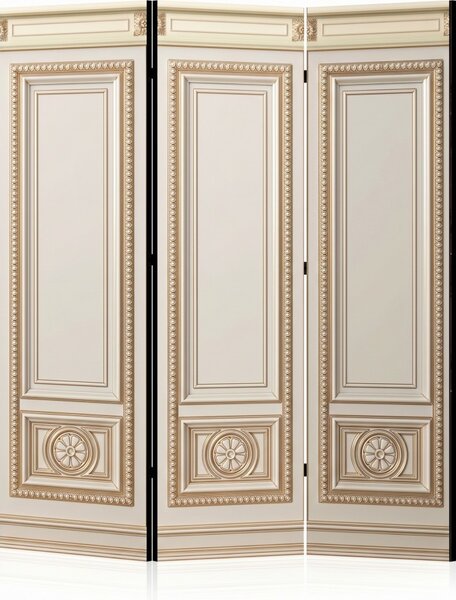 Parawan pokojowy 3-częściowy 135x172 Dwustronny dekoracyjny glamour Kremowy Pałacowa Boazeria Złoto