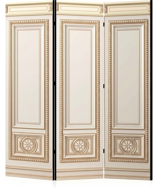 Parawan pokojowy 3-częściowy 135x172 Dwustronny dekoracyjny glamour Kremowy Pałacowa Boazeria Złoto