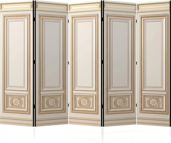 Parawan pokojowy 5-częściowy 225x172 Dwustronny dekoracyjny glamour Kremowy Pałacowa Boazeria Złoto