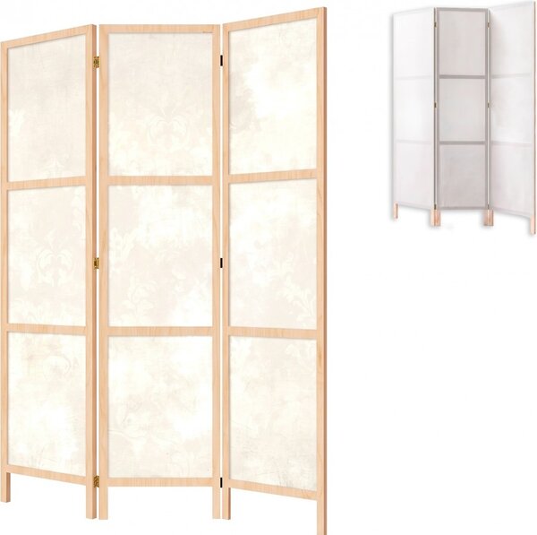 Parawan pokojowy 3-częściowy 135x172 drewniany japoński Jednostronny dekoracyjny shabby chic Kremowy