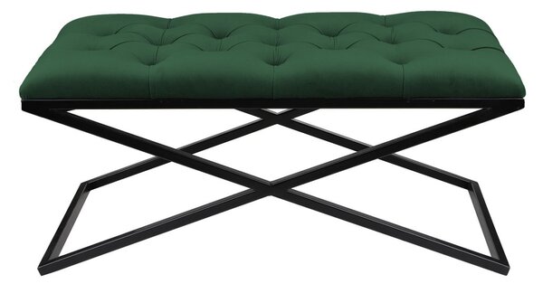 Ławka pufa Linda Chesterfield 45x90, do przedpokoju, pikowane siedzisko, czarny stelaż, pufa do przedpokoju, dwuosobowa
