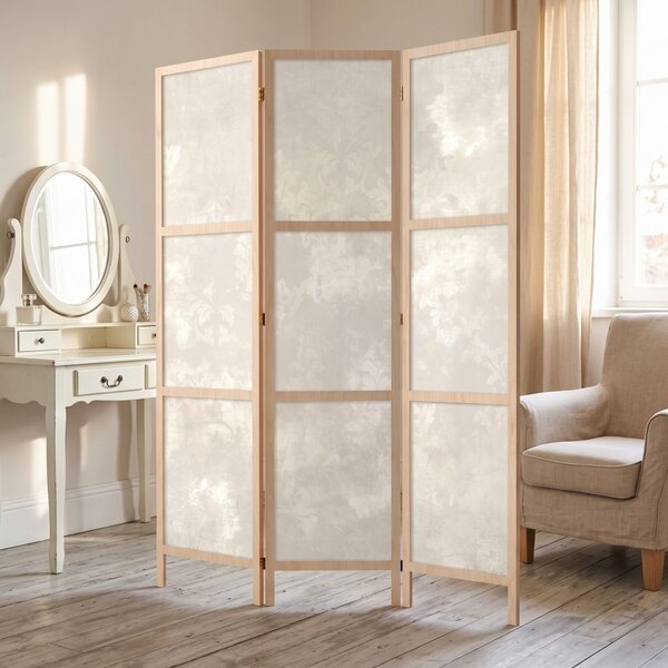 Parawan pokojowy 3-częściowy 135x172 drewniany japoński Jednostronny dekoracyjny shabby chic Kremowy