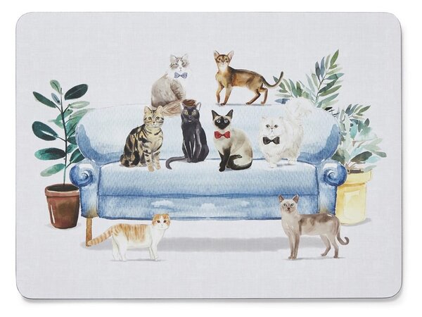 Zestaw 4 korkowych mat stołowych 21.5x29 cm Cooksmart ® Curious Cats