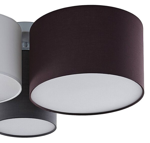 Lampa sufitowa Laurenz Lindby, możliwość ściemniania, aluminiowy / szary / cynkowy, salon / jadalnia, tkanina / materiał / jedwab, nowoczesny