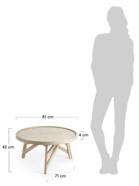 Stolik z drewna mindi Kave Home Thais, ø 80 cm