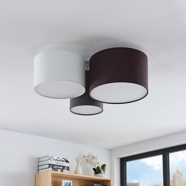 Lampa sufitowa Laurenz Lindby, możliwość ściemniania, aluminiowy / szary / cynkowy, salon / jadalnia, tkanina / materiał / jedwab, nowoczesny