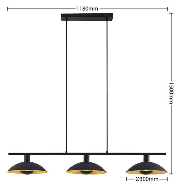 Lampa wisząca Narisara Lindby, możliwość ściemniania, czarny, salon / jadalnia, metal, nowoczesny