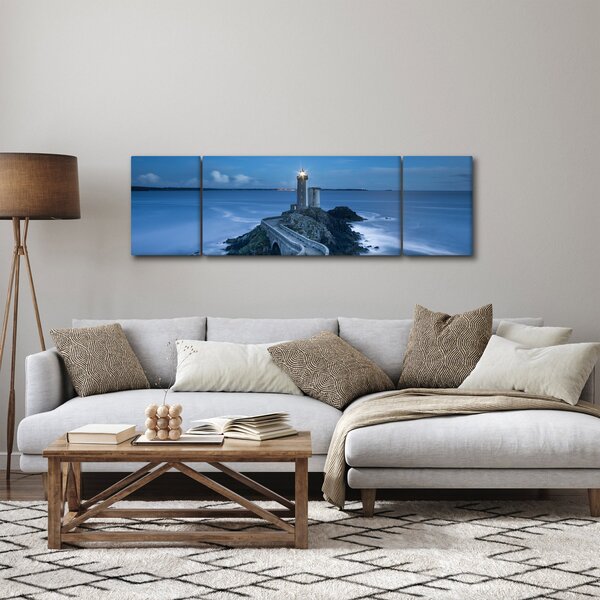 Obraz latarni morskiej i morza (170x50 cm)