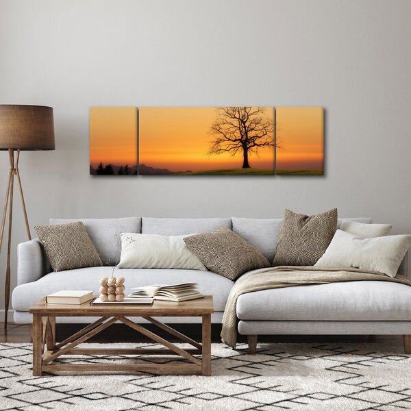 Obraz zachodu słońca na łące (170x50 cm)
