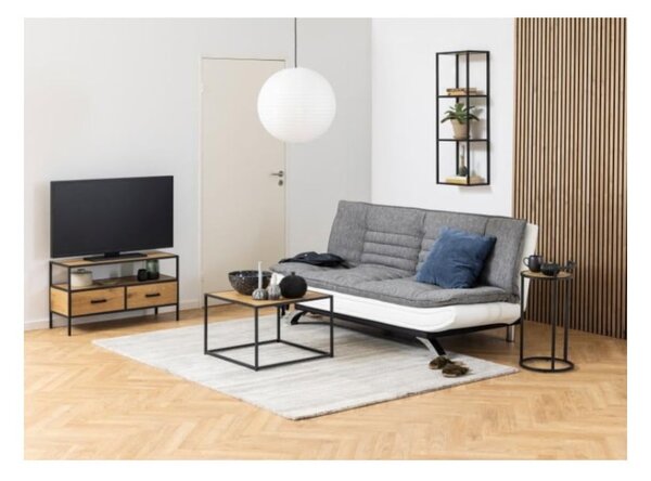 Czarno-naturalny regał ścienny w dekorze dębu 37x108 cm Seaford – Actona
