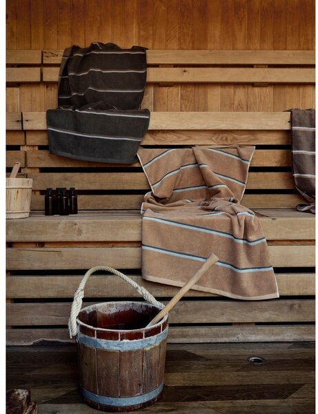 Czarno-jasnoszary bawełniany ręcznik kąpielowy 70x140 cm Sauna – Zone