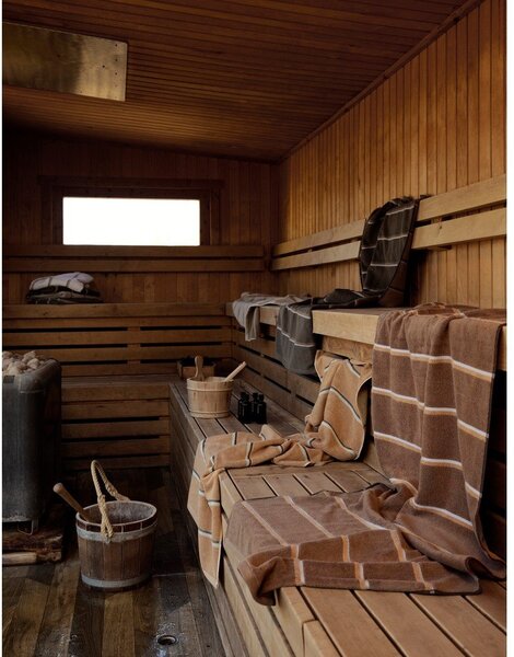 Czarno-jasnoszary bawełniany ręcznik kąpielowy 70x140 cm Sauna – Zone