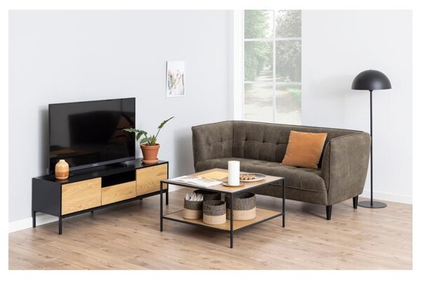 Czarno-naturalna szafka pod TV w dekorze dębu 140x45 cm Seaford – Actona