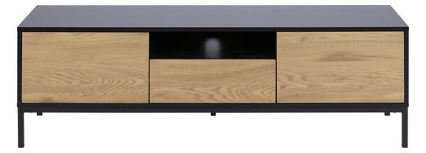 Czarno-naturalna szafka pod TV w dekorze dębu 140x45 cm Seaford – Actona