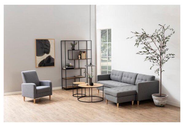 Czarno-naturalny regał w dekorze dębu 114x185 cm Seaford – Actona