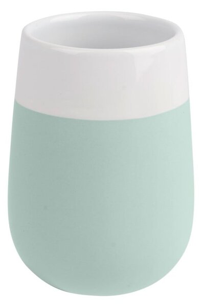 Zielono-biały kubek ceramiczny na szczoteczki do zębów Wenko Matta