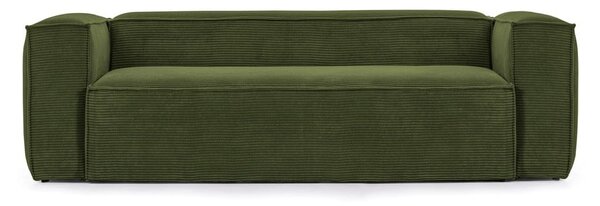 Ciemnozielona sztruksowa sofa Kave Home Blok