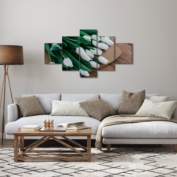 Obraz bukietu białych tulipanów (125x70 cm)