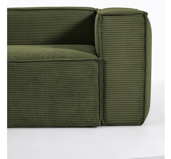 Ciemnozielona sztruksowa sofa Kave Home Blok