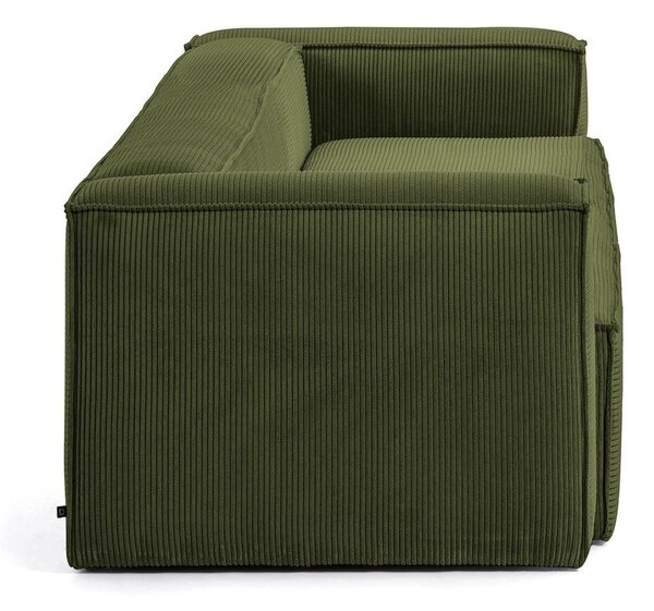 Ciemnozielona sztruksowa sofa Kave Home Blok