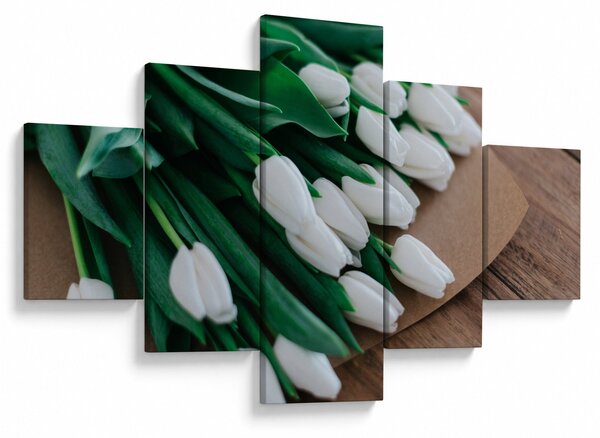 Obraz bukietu białych tulipanów (125x70 cm)
