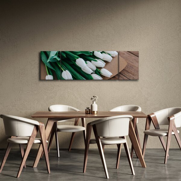 Obraz bukietu białych tulipanów (170x50 cm)