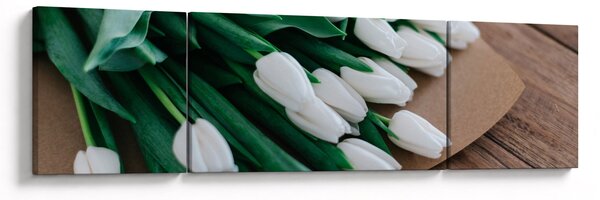 Obraz bukietu białych tulipanów (170x50 cm)