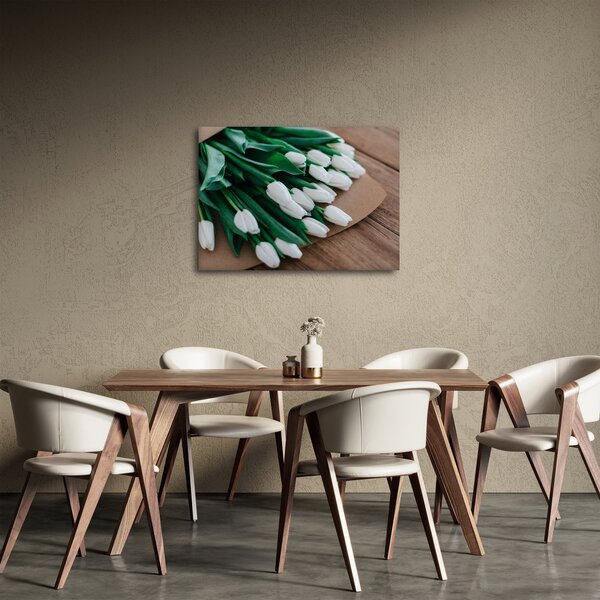 Obraz bukietu białych tulipanów (70x50 cm)