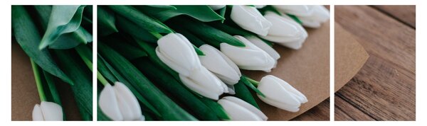 Obraz bukietu białych tulipanów (170x50 cm)