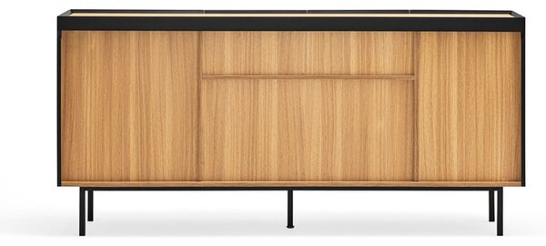 Czarna niska komoda w dekorze dębu 165x78 cm Arista – Teulat