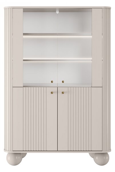 Witryna Vesper 103 cm czterodrzwiowa - kaszmir / złote uchwyty / nogi kule