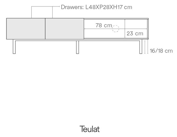 Biało-naturalna szafka pod TV w dekorze dębu 180x45 cm Arista – Teulat