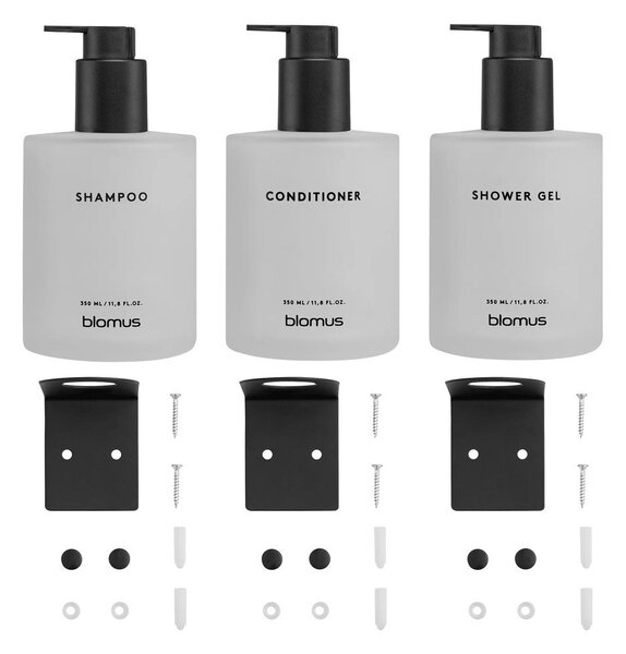 Białe ścienne szklane dozowniki do mydła 3 szt. 350 ml Kirei – Blomus