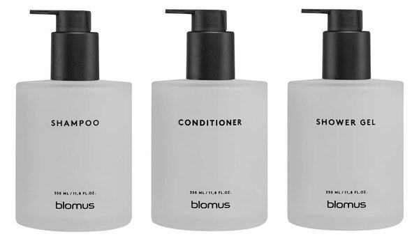 Białe ścienne szklane dozowniki do mydła 3 szt. 350 ml Kirei – Blomus